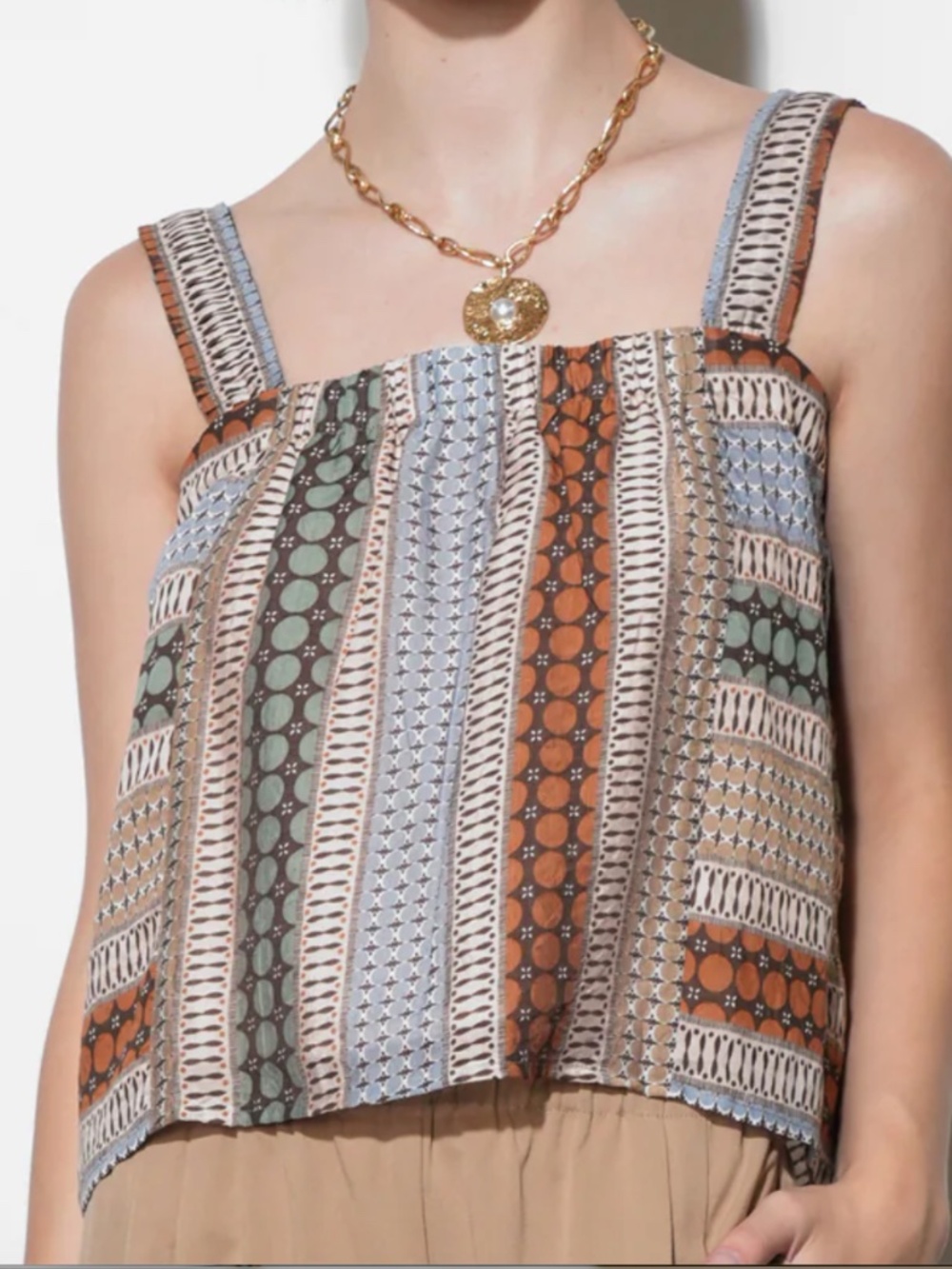 Greylin Kai Pleated Strap Tank, Size Small